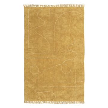 Covor țesut manual din bumbac Westwing Collection Lines, 120 x 180 cm, bej deschis