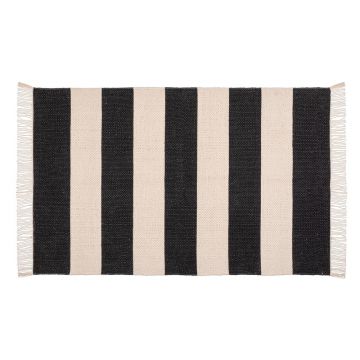 Covoraș baie din bumbac reciclat Wenko BKasi, 50 x 80 cm, bej-negru