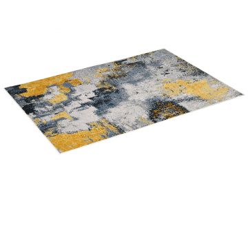 HOMCOM Covor Modern, Zona de redare abstracta Covor Galben Mare pentru Sufragerie, Dormitor, Sufragerie, 140x200 cm