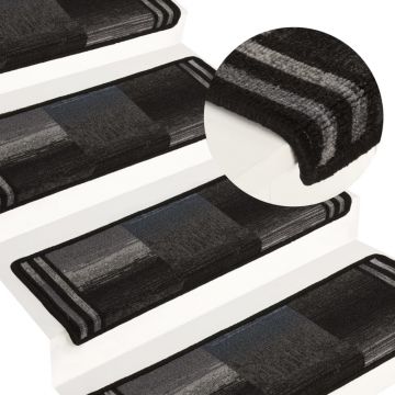 vidaXL Covorașe de scări autoadezive, 10 buc., negru și gri, 65x25 cm