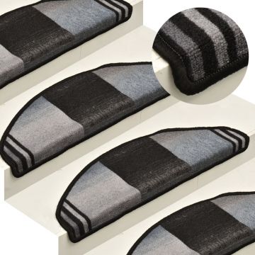 vidaXL Covorașe scări autoadezive, 10 buc., negru și gri, 65x21x4 cm