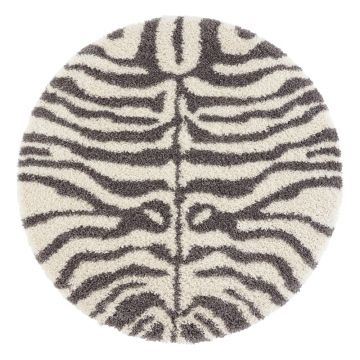 Covor rotund gri - bej ø 160 cm Striped Animal - Ragami