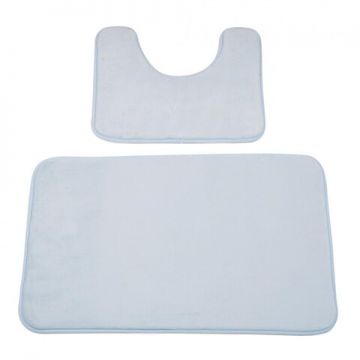 Set 2 covorase de baie Baby Blue, Heineer, 50x80 cm/50x40 cm, spuma cu memorie, albastru