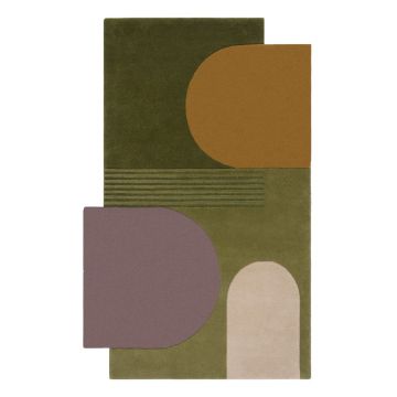 Covor verde din lână 180x120 cm Lozenge - Flair Rugs ieftin