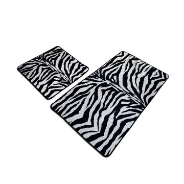 Set 2 covorase de baie Striped, Negru/Alb, 60 x 100/ 50 x 60 cm