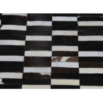 Covor de lux din piele, maro/negru/alb, patchwork, 141x200, PIELE DE VITA TYP 6