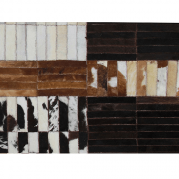 Covor de lux din piele, negru/maro/alb, patchwork, 201x300, PIELE DE VITA TIP 4