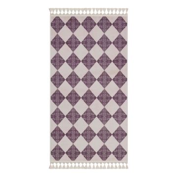 Covor tip traversă lavabil violet-bej 300x100 cm - Vitaus