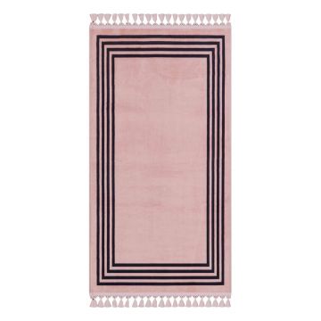 Covor tip traversă roz lavabil 300x100 cm - Vitaus