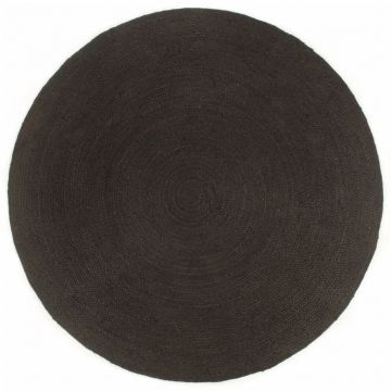 vidaXL Covor împletit reversibil antracit/natural 150 cm iută rotund