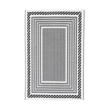 Covor cu doua fete Kashan, Bizzotto, 150 x 210 cm, polipropilena, alb/negru