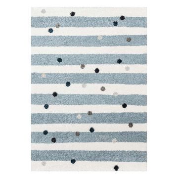 Covor pentru copii alb-albastru antialergic 230x160 cm Stripes nad Dots - Yellow Tipi