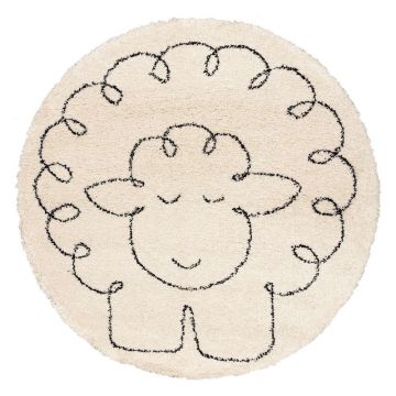 Covor pentru copii bej antialergic ø 160 cm Fluffy Sheep - Yellow Tipi
