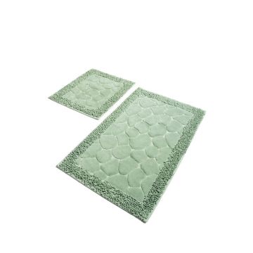 Set 2 covorașe din bumbac pentru baie Confetti Bathmats Stone Mint, verde