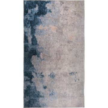 Covor albastru/crem lavabil 80x50 cm - Vitaus ieftin