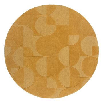 Covor galben rotund din lână ø 160 cm Gigi - Flair Rugs