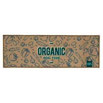 Covor pentru bucatarie Organic, Gift Decor, 40 x 120 cm, poliamida, bej/albastru/verde