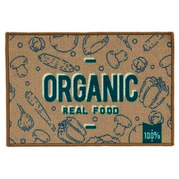 Covor pentru bucatarie Organic, Gift Decor, 40 x 60 cm, poliamida, bej/albastru/verde