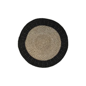 Covor rotund din iarbă de mare negru/natural ø 150 cm Malibu - HSM collection