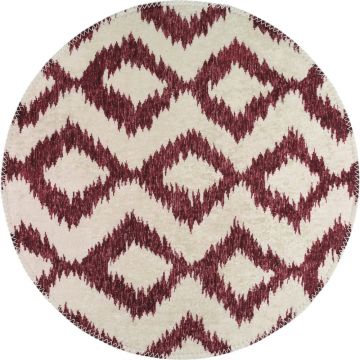 Covor burgundy/alb lavabil rotund ø 100 cm – Vitaus