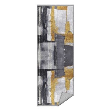 Covor tip traversă galben/albastru închis lavabil 80x200 cm Unique – Mila Home