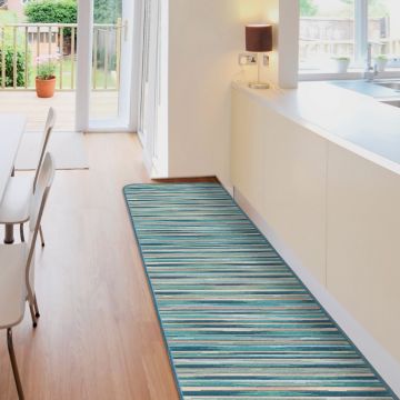 Covoras universal, 52x140cm, model dungi, nuante albastru, Chalet Plus ieftin