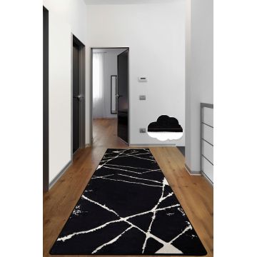 Covor, Broken Black 80X120, 50% catifea/50% poliester, Alb/Negru ieftin