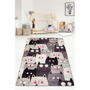 Covor, Cats Gray Djt, 50% TESTURĂ DE catifea/ 50% POLIESTER, Multicolor ieftin