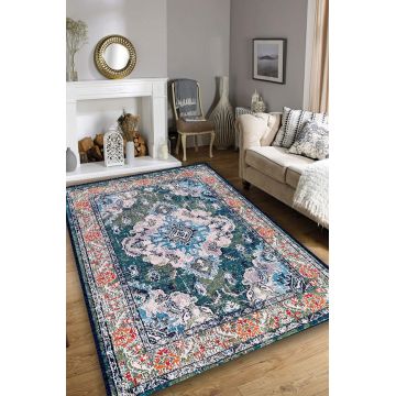 Covor de hol, Alfombra Şönil Cotton , 80x150 cm, 70% bumbac/30% poliester, Multicolor