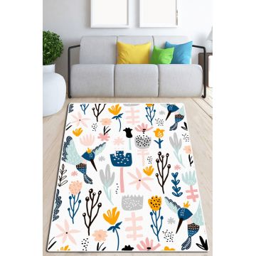 Covor de hol, Branche Dolivier Djt , 150x200 cm, 50% catifea/50% poliester, Multicolor