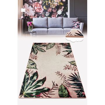 Covor de hol, Green Leaf 80X100 , 80x100 cm, 50% catifea/50% poliester, Multicolor ieftin