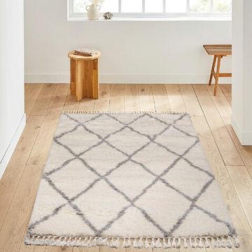 Covor de hol, Post 3204, 100x300 cm, Poliester, Alb / Gri