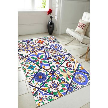 Covor, Floral Tiles Djt , 80x140 cm, 50% catifea/50% poliester, Multicolor ieftin