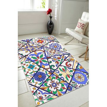 Covor, Floral Tiles Djt  , 80x140 cm, 50% catifea/50% poliester, Multicolor
