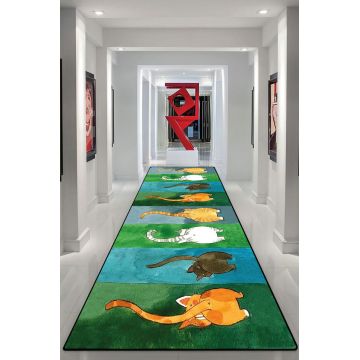 Covor, Gatto Carino, 80x150 cm, Poliester, Multicolor