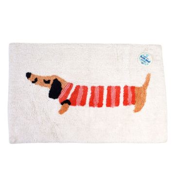 Covoraș de baie roșu/alb 52,5x83 cm Sausage Dog – Rex London