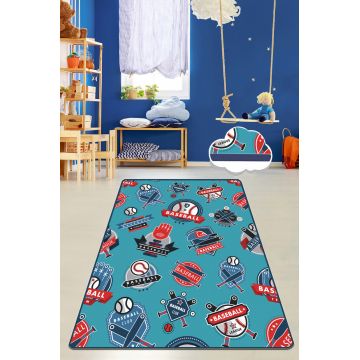 Covor, Club Baseball, 80x150 cm, Catifea, Multicolor