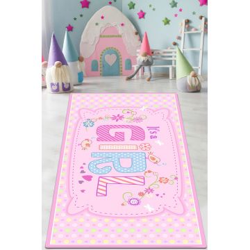 Covor, It's A Girl , 80x150 cm, Catifea, Multicolor