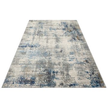 Covor de hol, Lgs 09 Cream Blue , 80x300 cm, Poliester, Crem / Albastru