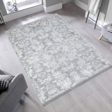 Covor de hol, St 06, 80x300 cm, Poliester, Gri/Alb
