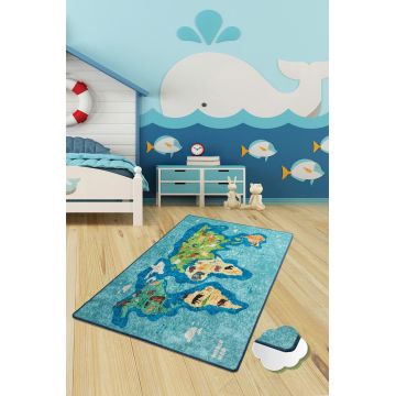 Covor, Map  , 140x190 cm, Catifea, Multicolor