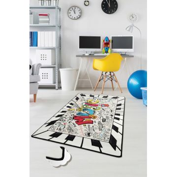 Covor, Music  , 100x160 cm, Catifea, Multicolor