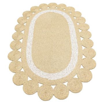 Covor, Ptn 04 Natural White , 100% POLIPROPILEN/IUTA/BUMBAC RECICLAT, Crem