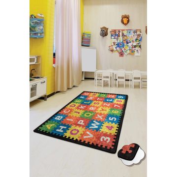 Covor, Puzzle  , 100x160 cm, Catifea, Multicolor
