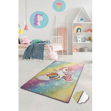 Covor, Unicorn , 100x160 cm, Catifea, Multicolor ieftin