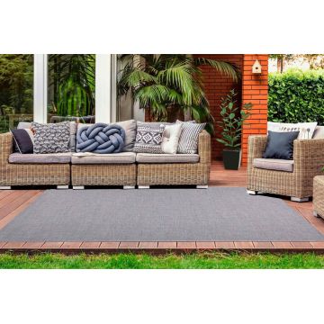 Covor, 02022A, 80x150 cm, Polipropilena, Gri / Antracit / Albastru