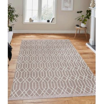 Covor, 23037A , 80x150 cm, 100% Iuta/tesatura chenille, Crem