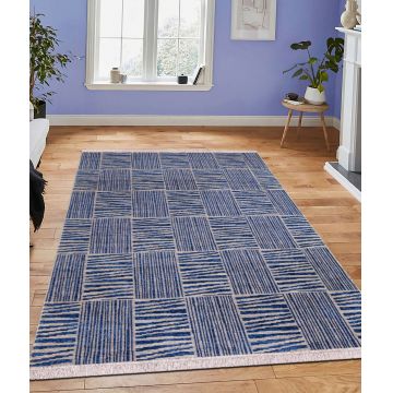 Covor de hol, 23043A , 80x150 cm, 100% PENTRU IUTĂ/CHEN, Albastru navy ieftin