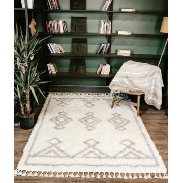 Covor de hol, 3529A , 80x150 cm, Poliester, Alb / Gri