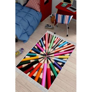 Covor de hol, ELS616, 100x150 cm, Catifea, Multicolor